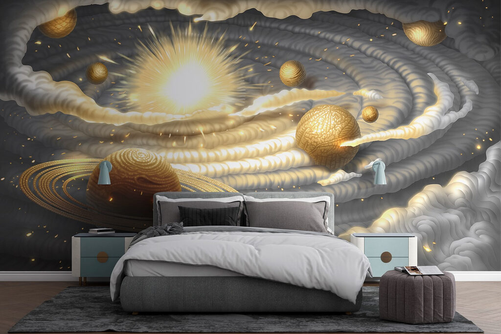 Planetas dorados entre nubes — interior 2