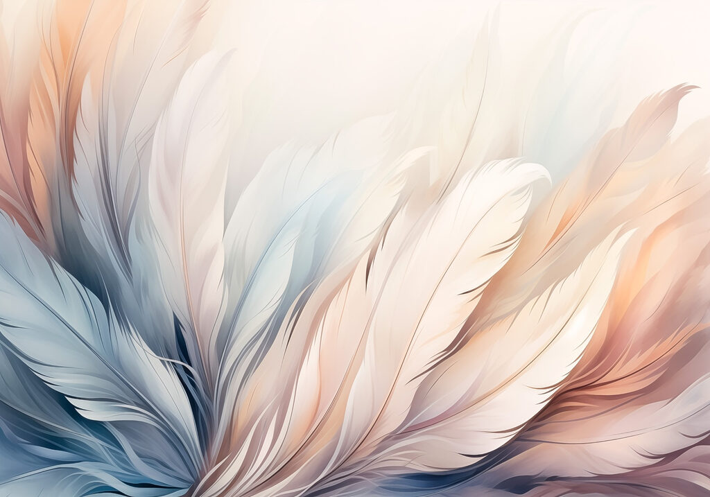 Plumas al amanecer — diseño completo