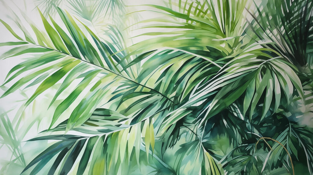 Hojas de palmera cruzadas — diseño completo