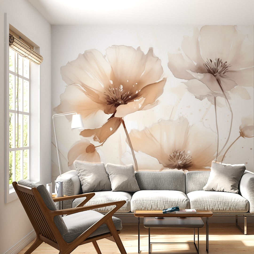 Flores beige en acuarela — interior 1