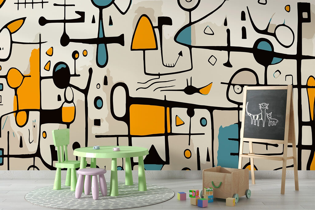Figuras lineales con ocre — interior 1