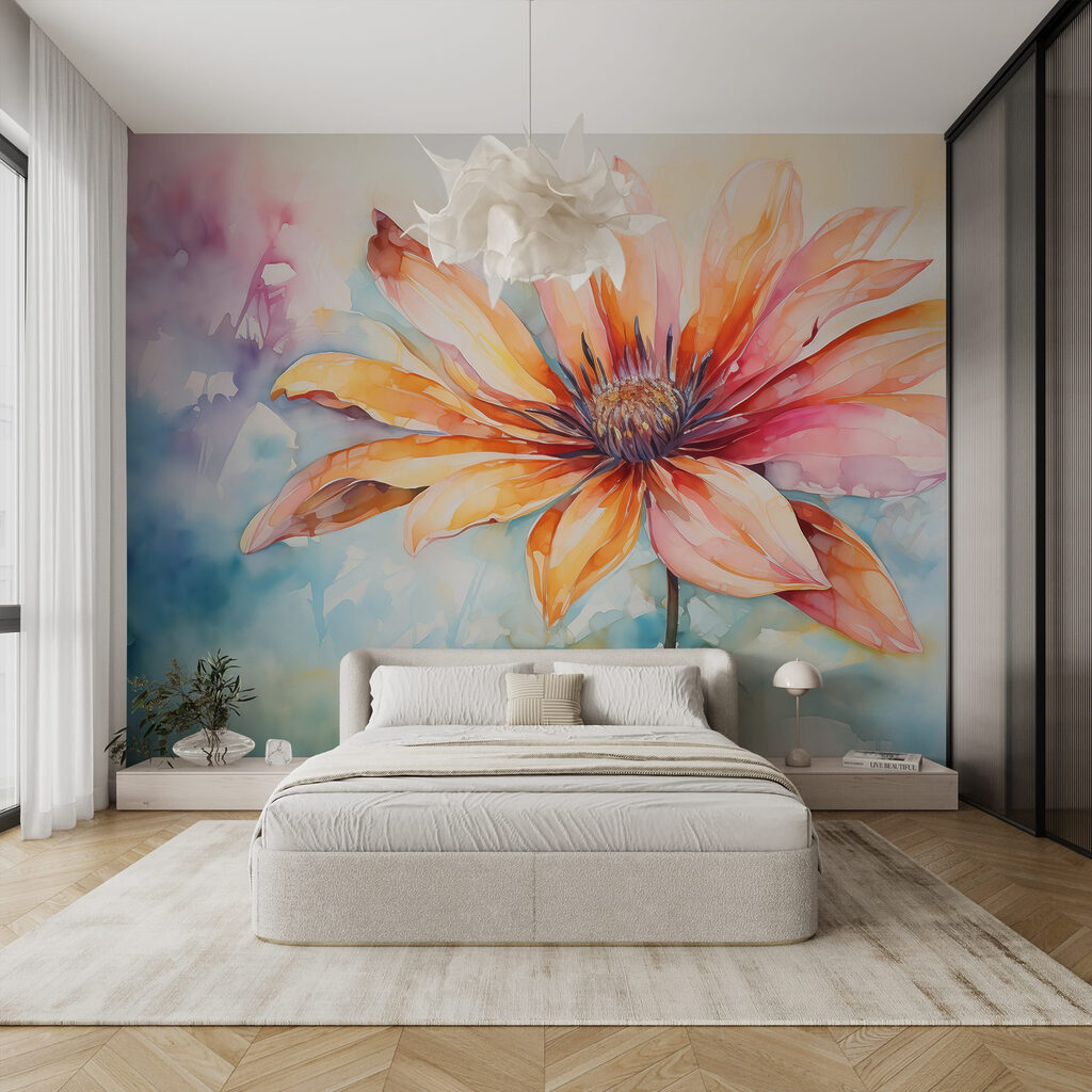 Flor naranja en acuarela — interior 1
