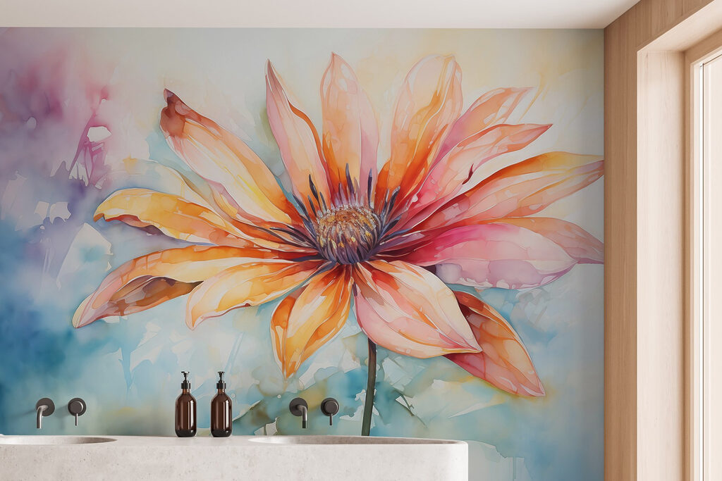 Flor naranja en acuarela — interior 2