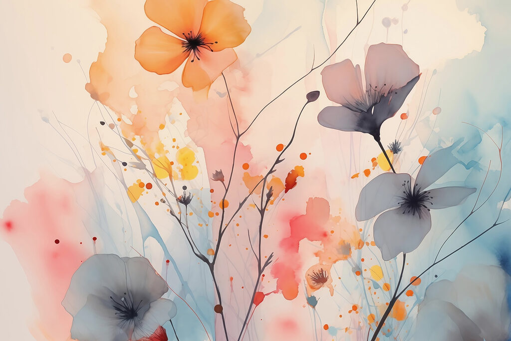 Flores en manchas sueltas — diseño completo