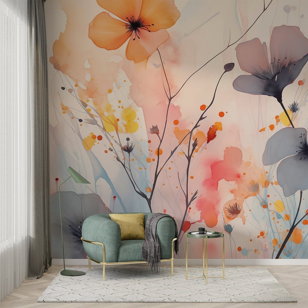 Flores en manchas sueltas en un interior
