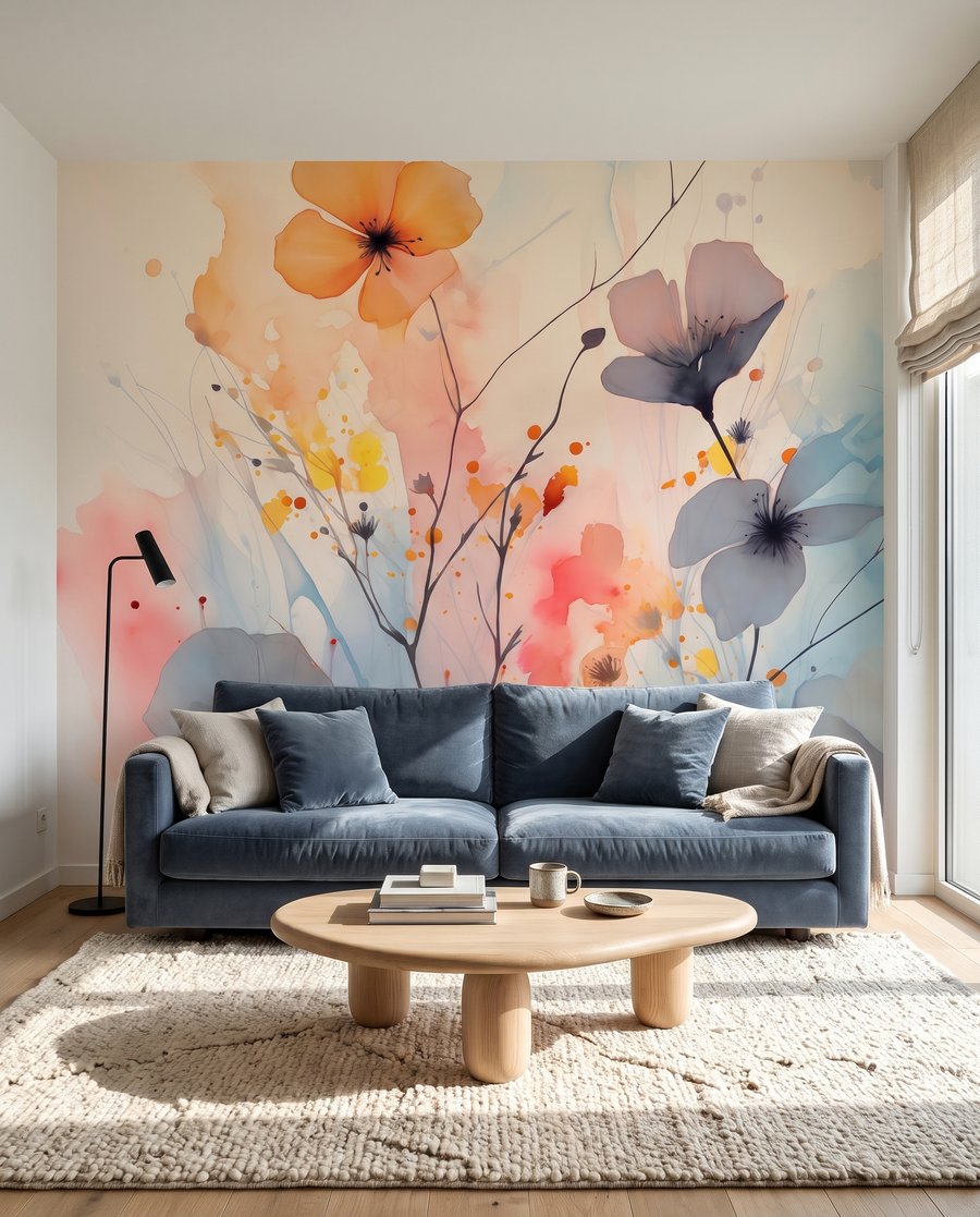 Flores en manchas sueltas en un interior