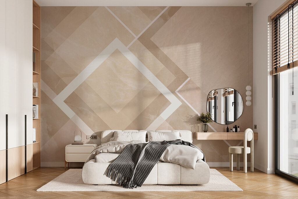 Rombos blancos sobre color en un interior