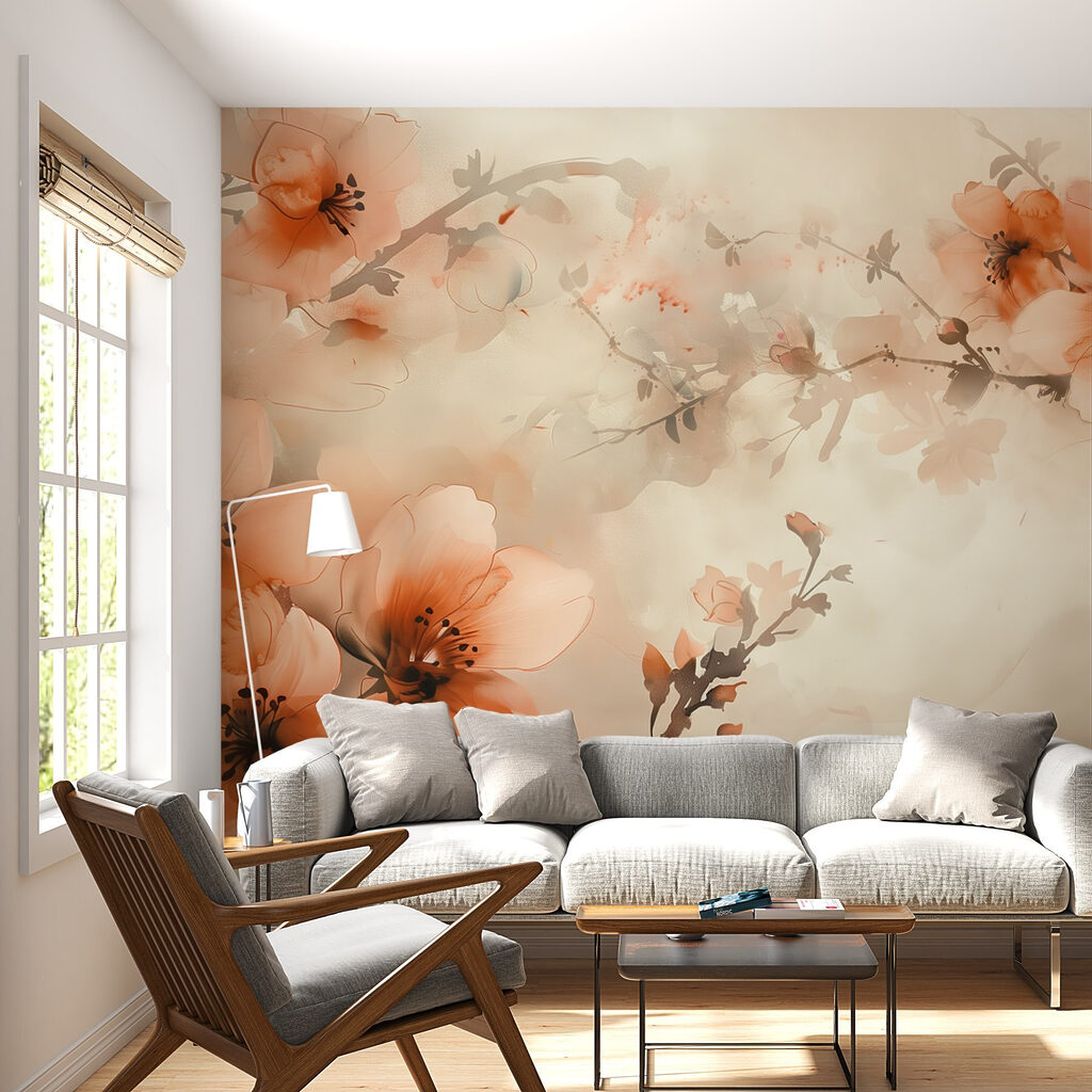 Flores naranjas sobre beige — interior 4