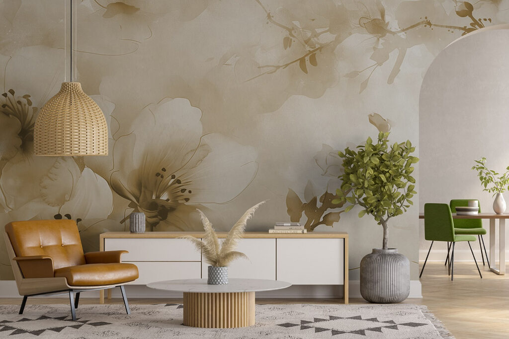 Flores naranjas sobre beige — interior 3