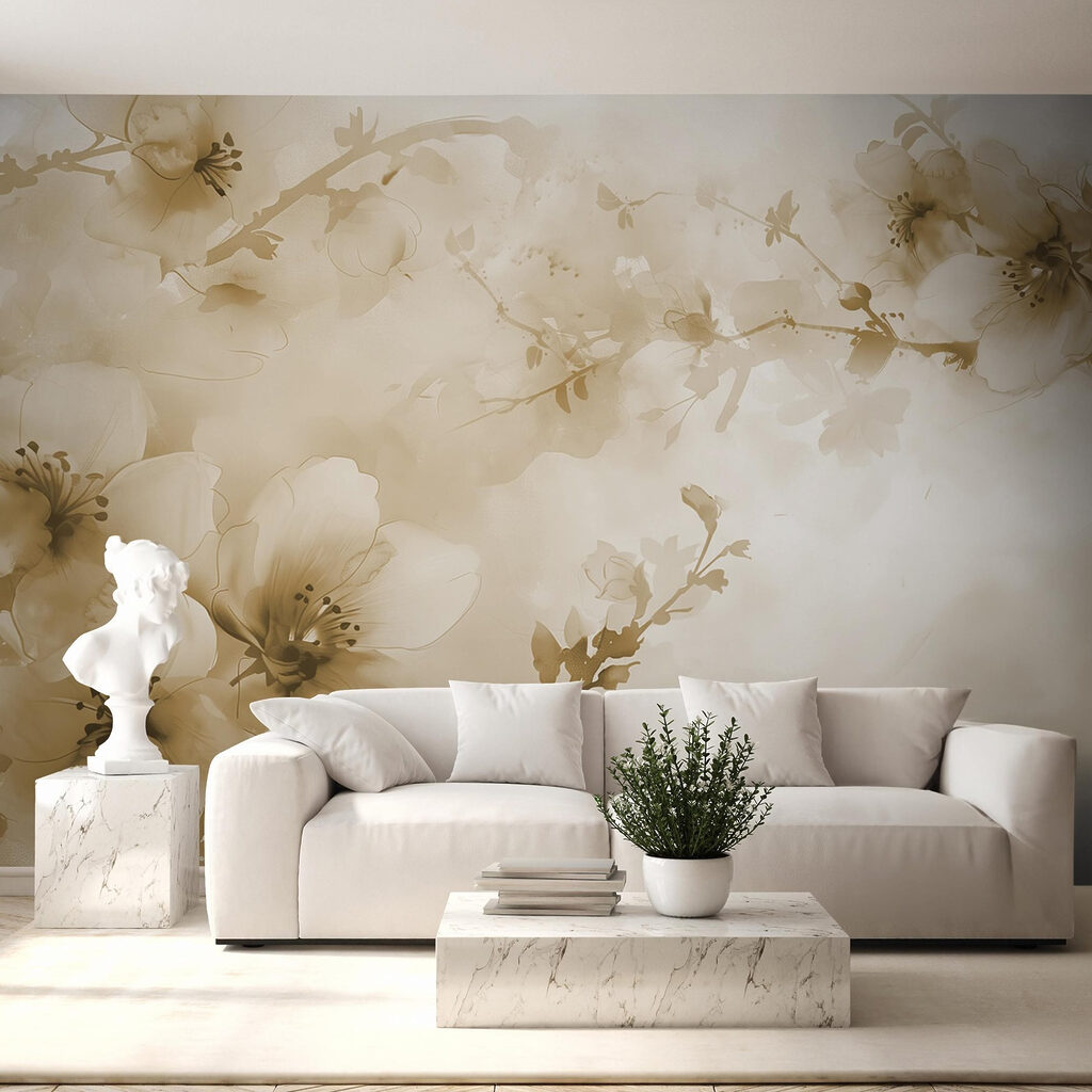 Flores naranjas sobre beige — interior 4