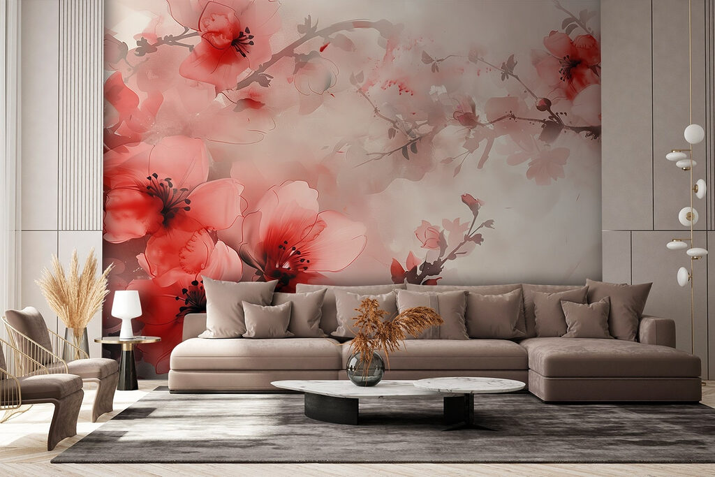 Flores naranjas sobre beige — interior 2