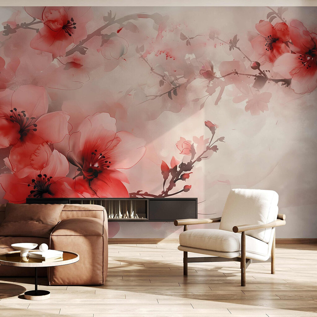 Flores naranjas sobre beige — interior 3