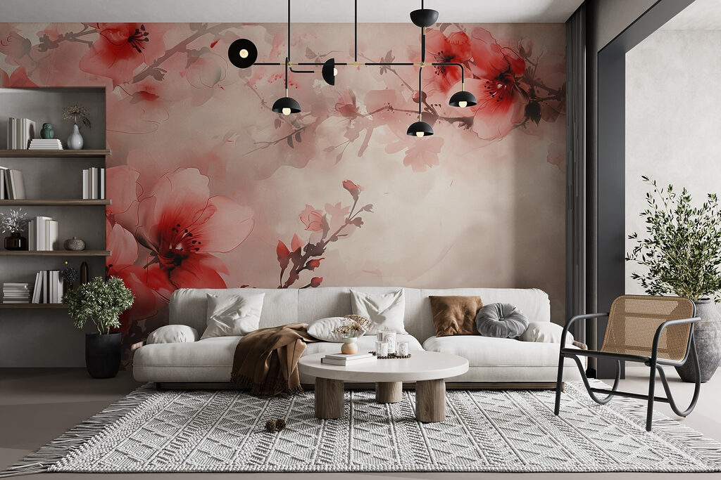 Flores naranjas sobre beige — interior 4