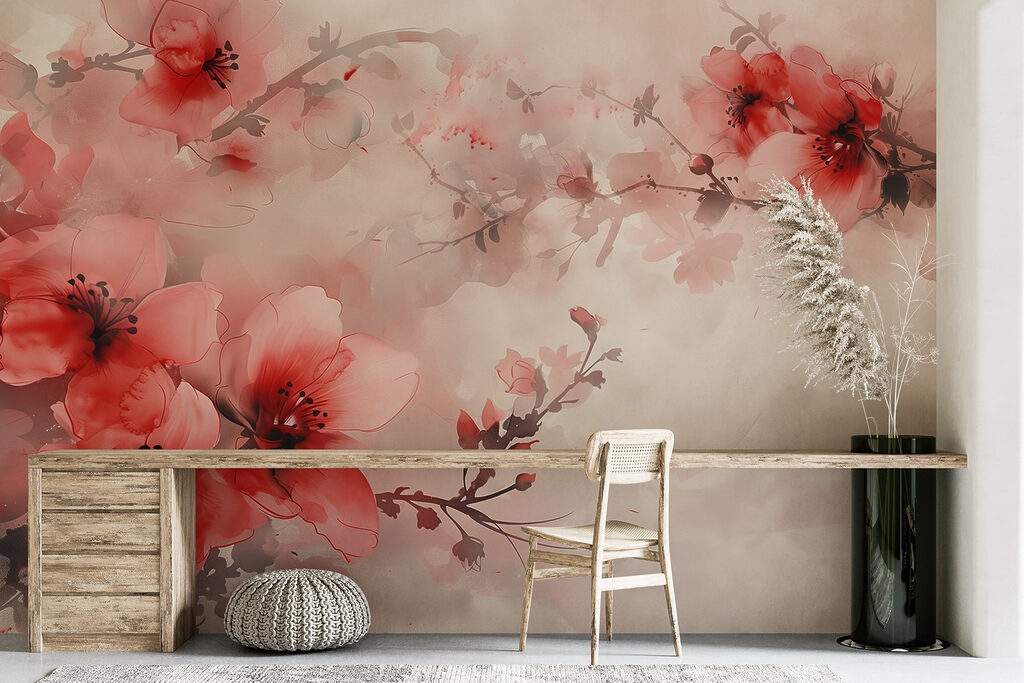 Flores naranjas sobre beige — interior 5