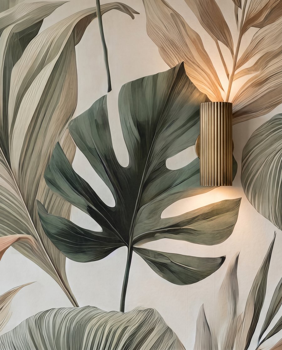 Hojas tropicales terrosas — detalle
