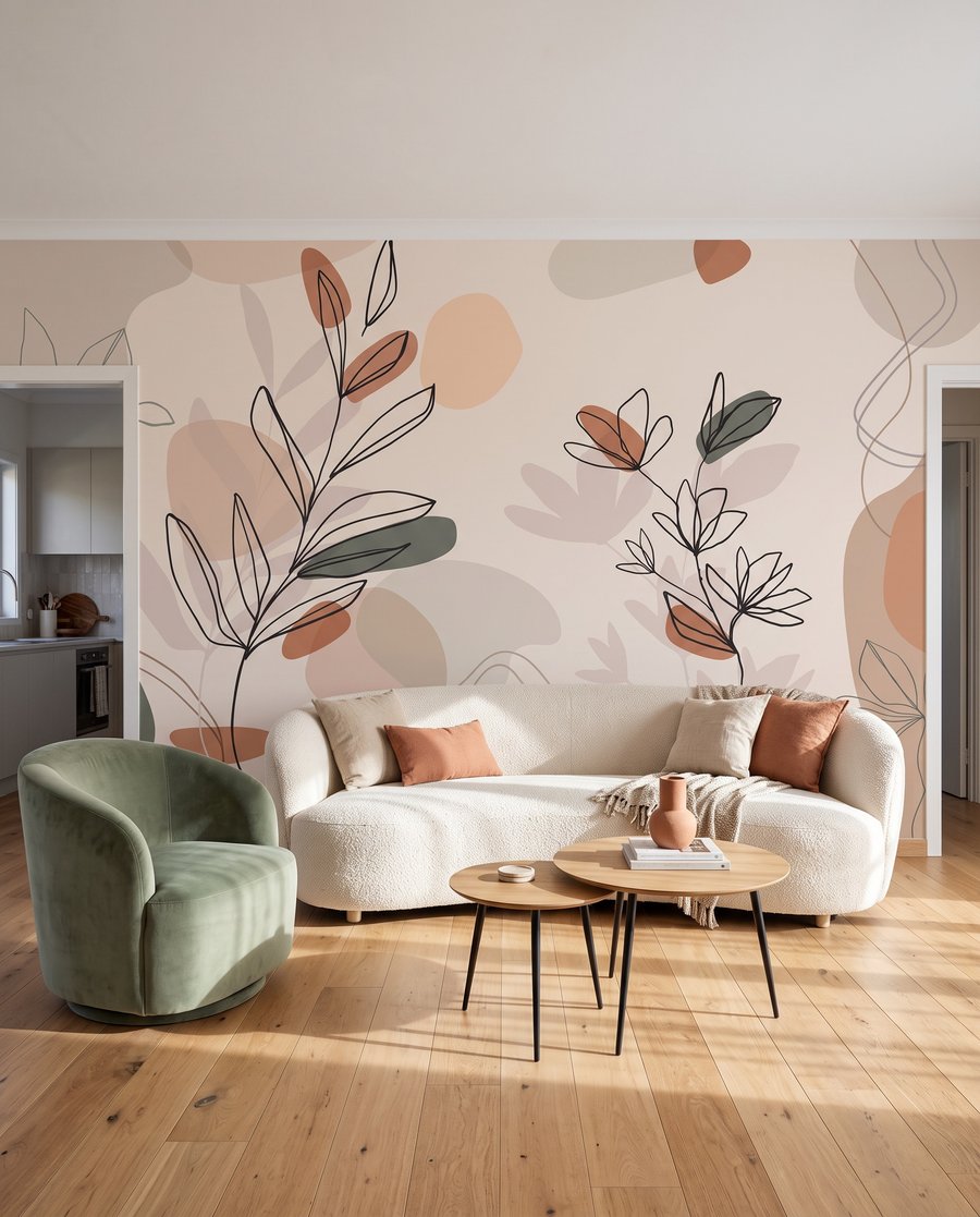 Ramas dibujadas sobre color — interior 2
