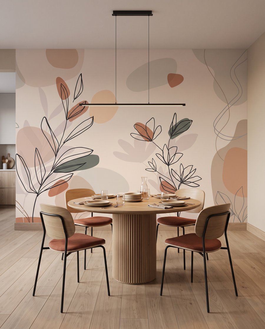 Ramas dibujadas sobre color — interior 5
