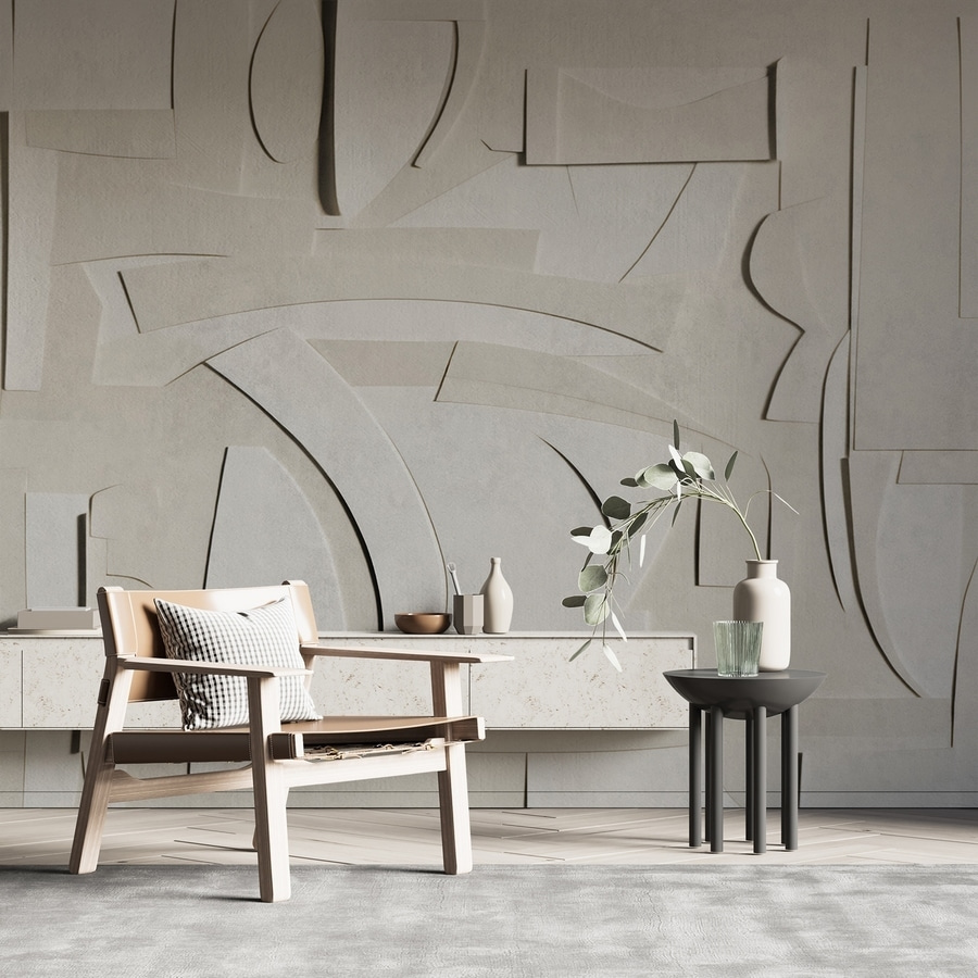 Pliegues geométricos en gris — interior 1