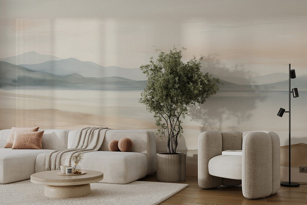 Lago ante colinas grisáceas — interior 3