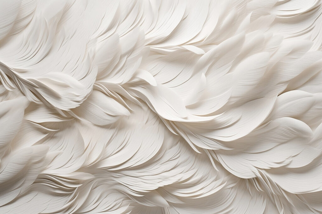 Plumas blancas en capas — diseño completo