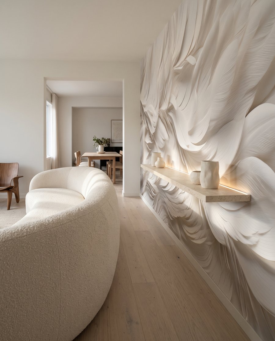 Plumas blancas en capas — interior 5
