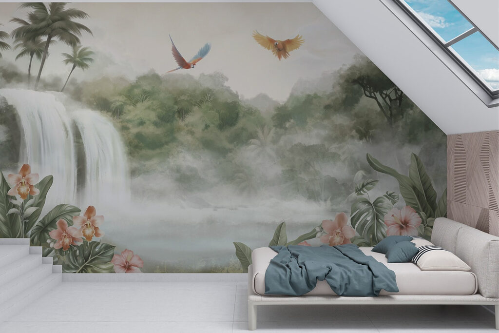 Cascada entre aves tropicales — interior 2