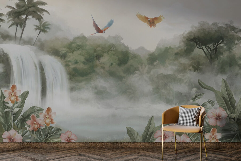 Cascada entre aves tropicales — interior 5