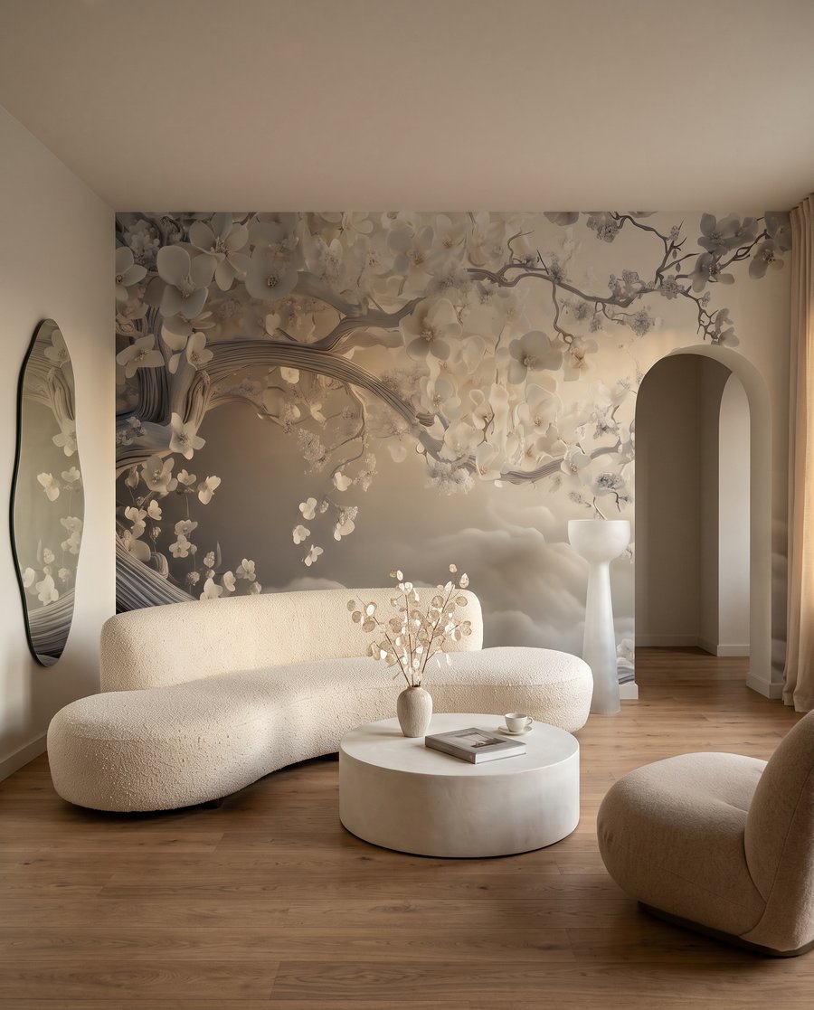 Árbol florido sobre olas — interior 4