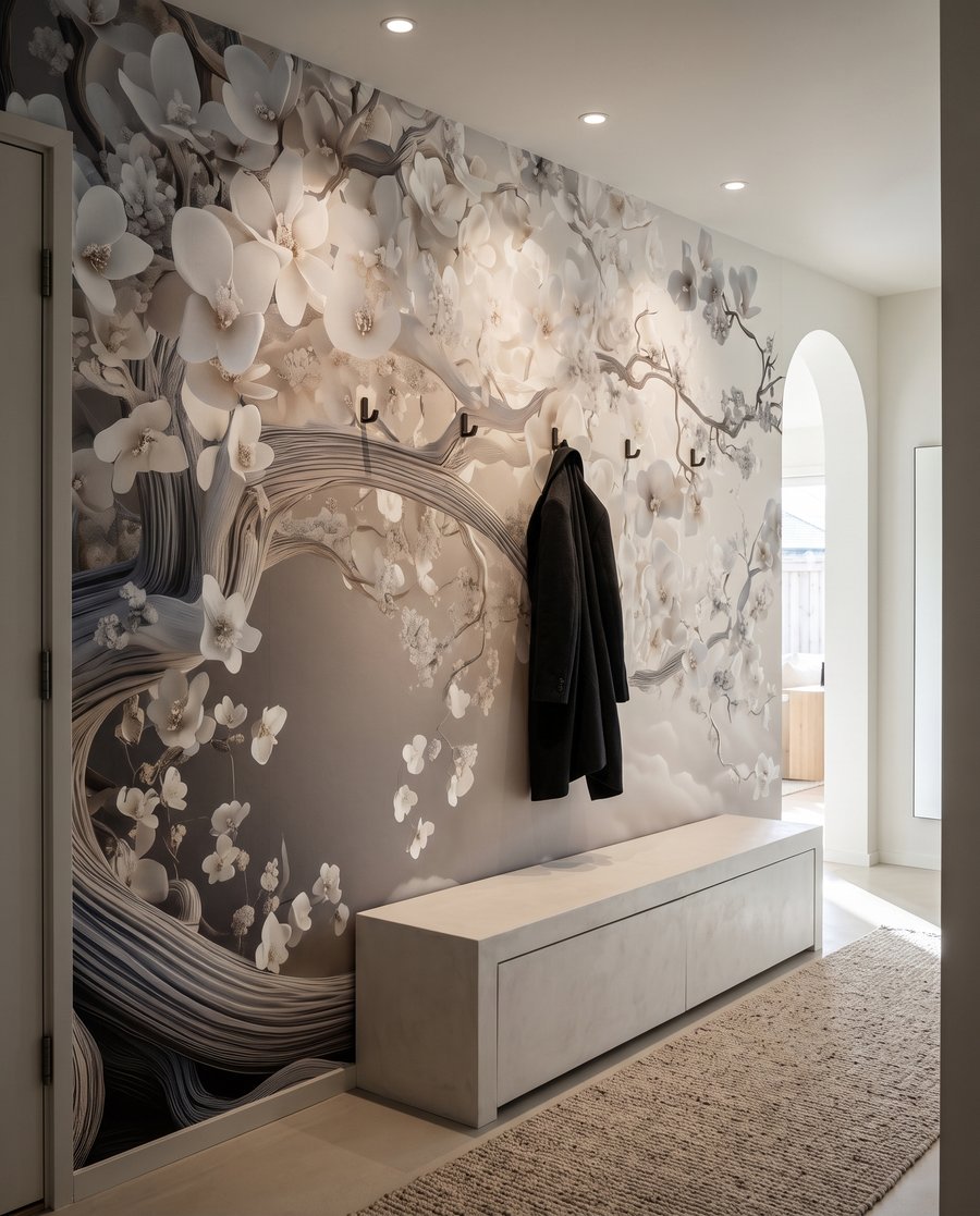 Árbol florido sobre olas — interior 6