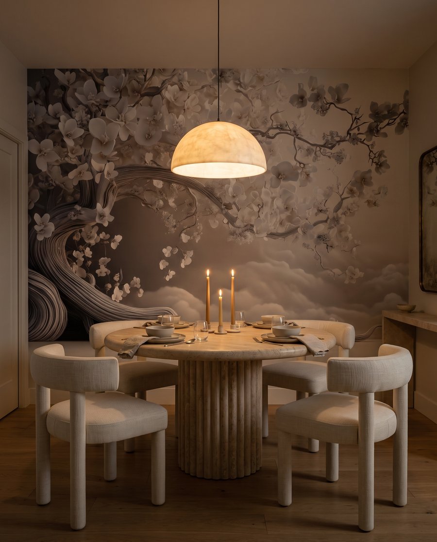 Árbol florido sobre olas — interior 8