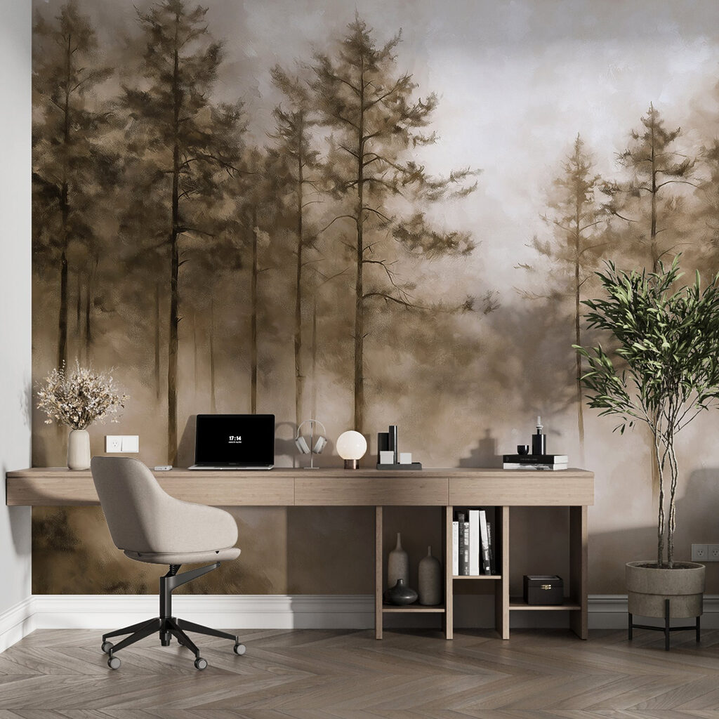 Árboles altos entre niebla — interior 5