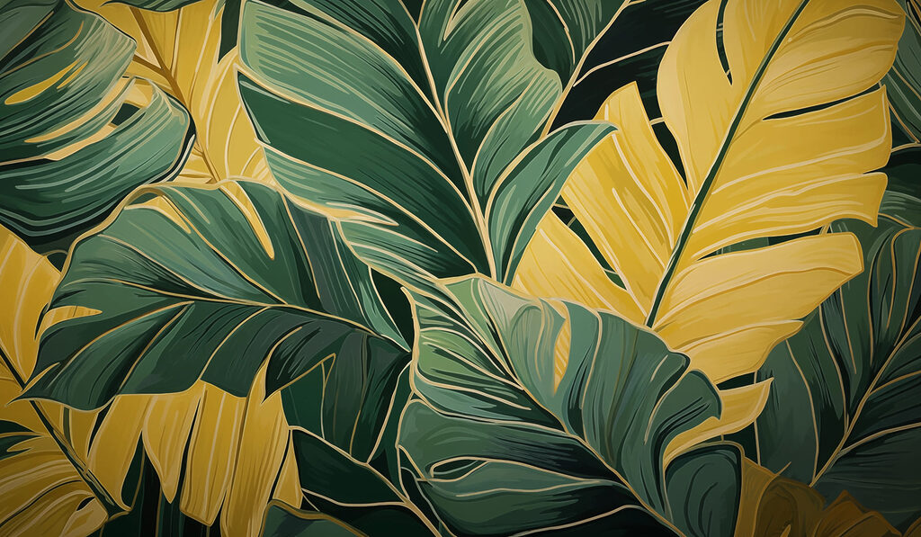 Hojas doradas sobre verde — diseño completo