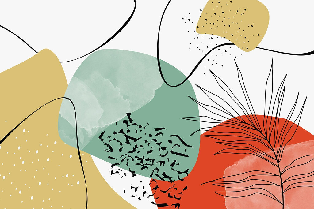 Collage botánico de color — diseño completo