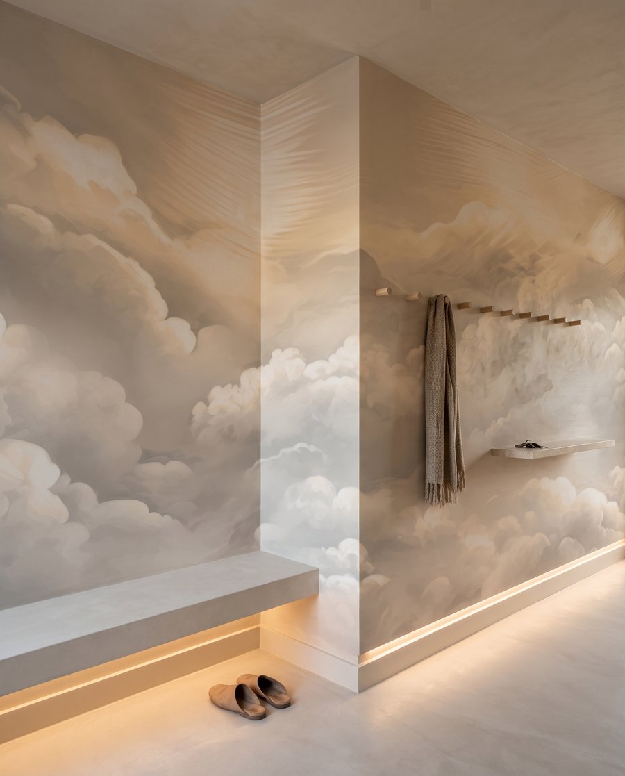 Nubes con luz suave en un interior