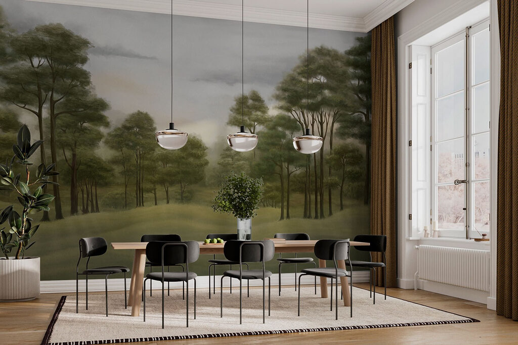 Colinas verdes entre pinos — interior 4
