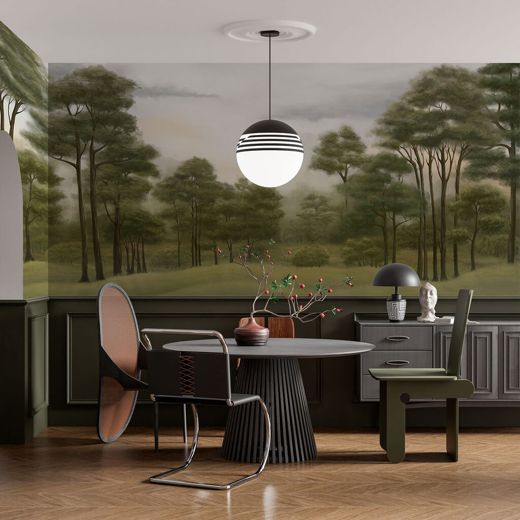 Colinas verdes entre pinos — interior 5