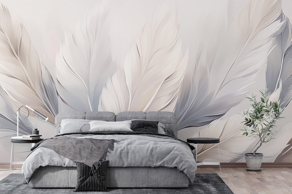 Plumas crema y grises — interior 3