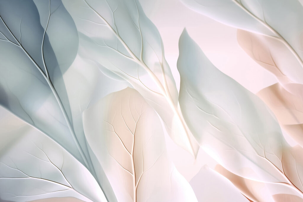 Hojas pálidas con luz — diseño completo