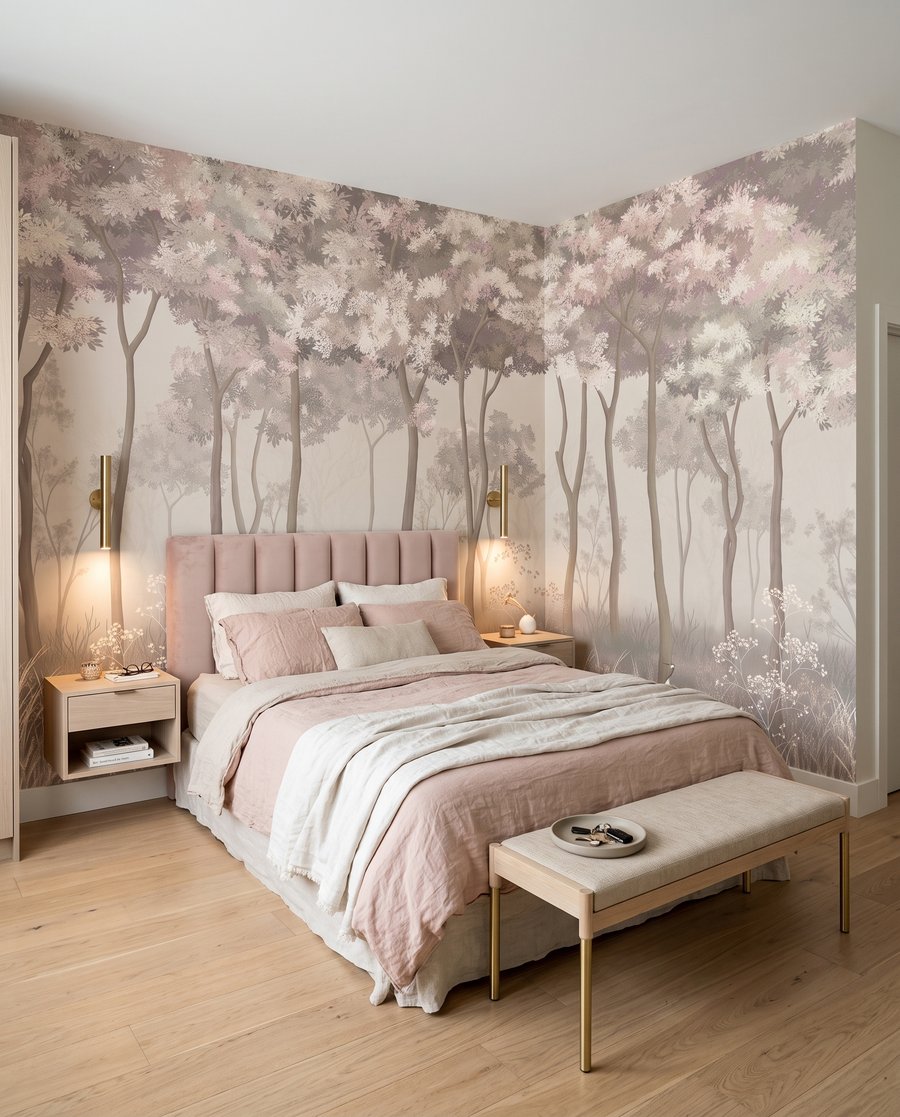 Bosque claro en flor en un interior