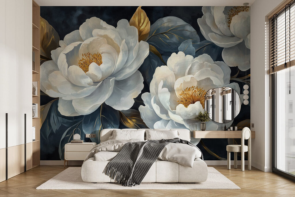 Corazones dorados sobre azul — interior 1