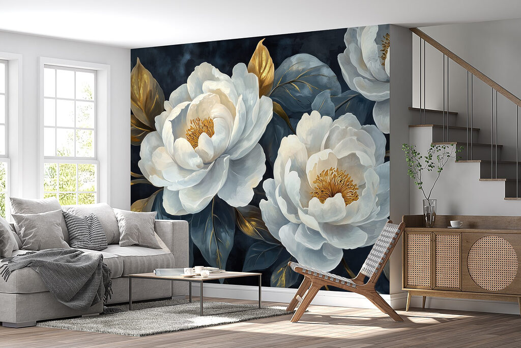 Corazones dorados sobre azul — interior 6