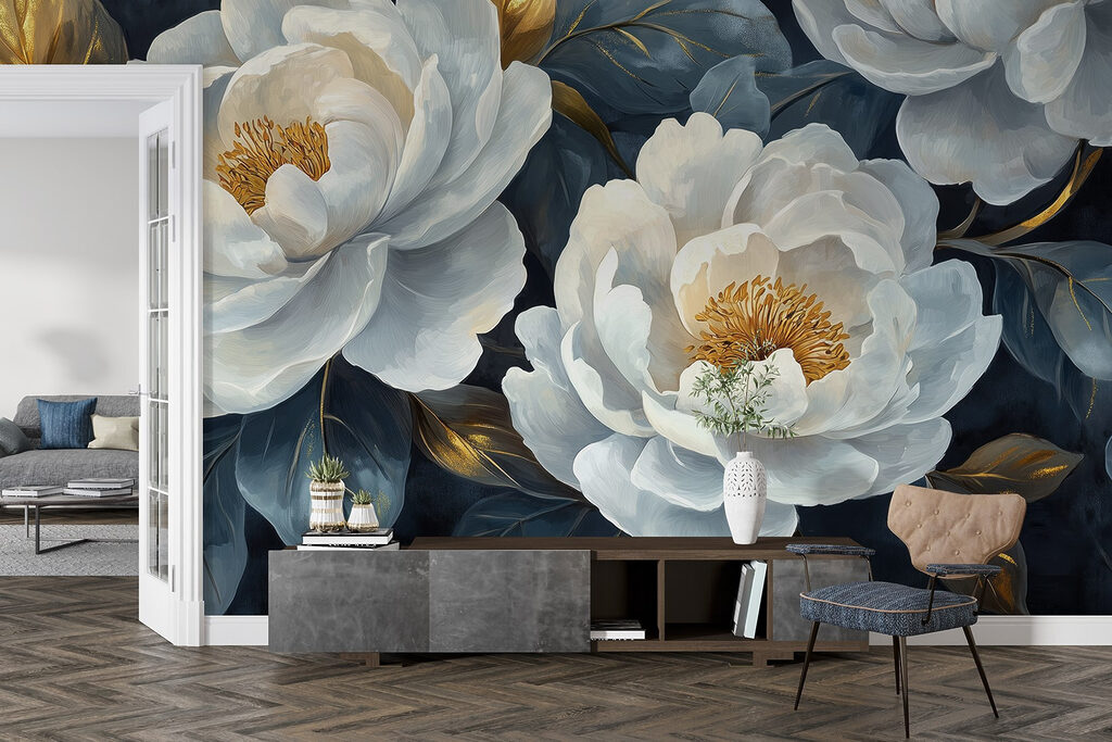 Corazones dorados sobre azul — interior 7