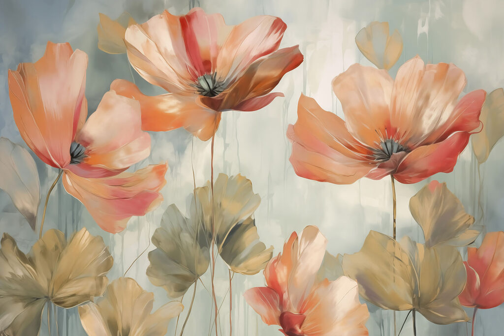 Flores naranjas pintadas — diseño completo