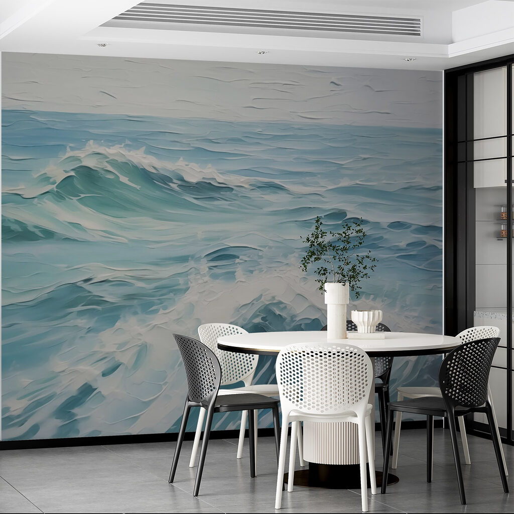Olas turquesas pintadas — interior 1