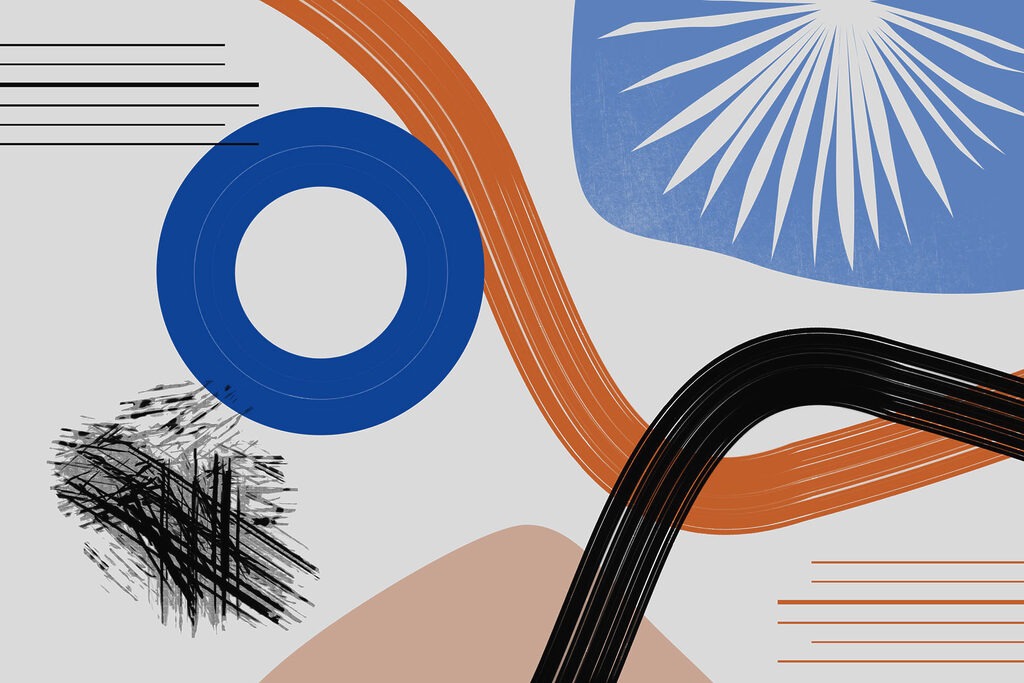Círculo azul con arcos — diseño completo
