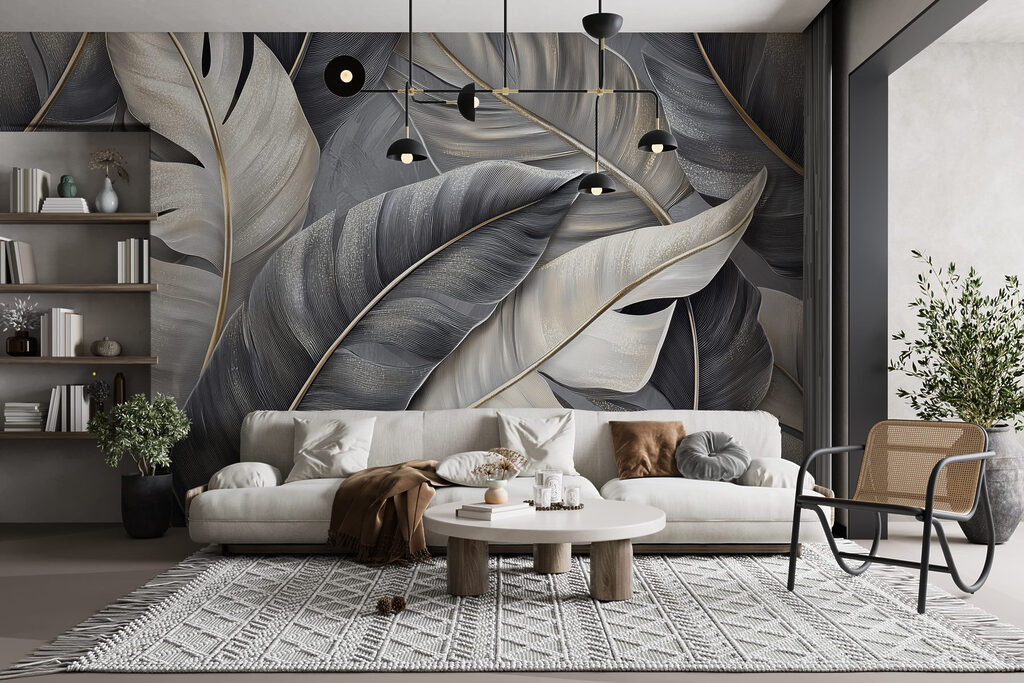 Hojas grandes en grises — interior 3