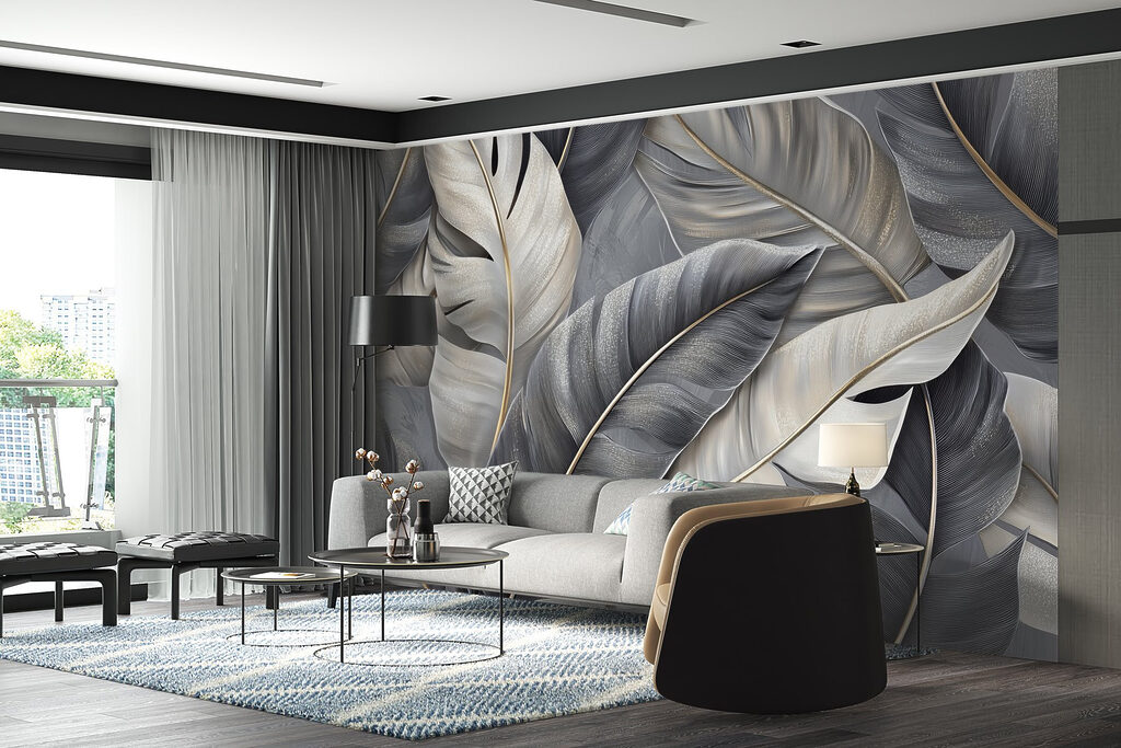 Hojas grandes en grises — interior 4