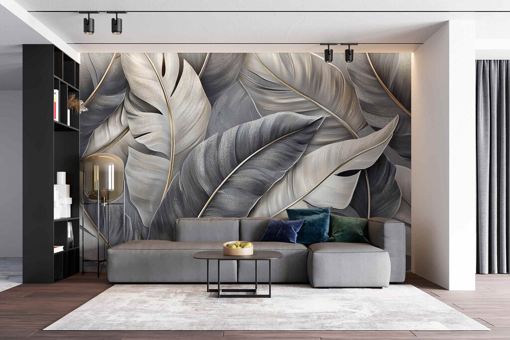 Hojas grandes en grises — interior 5