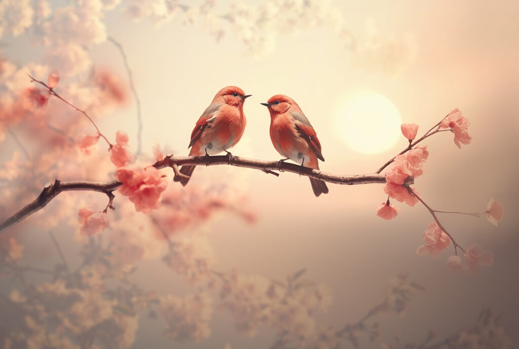 Pareja de pájaros — diseño completo