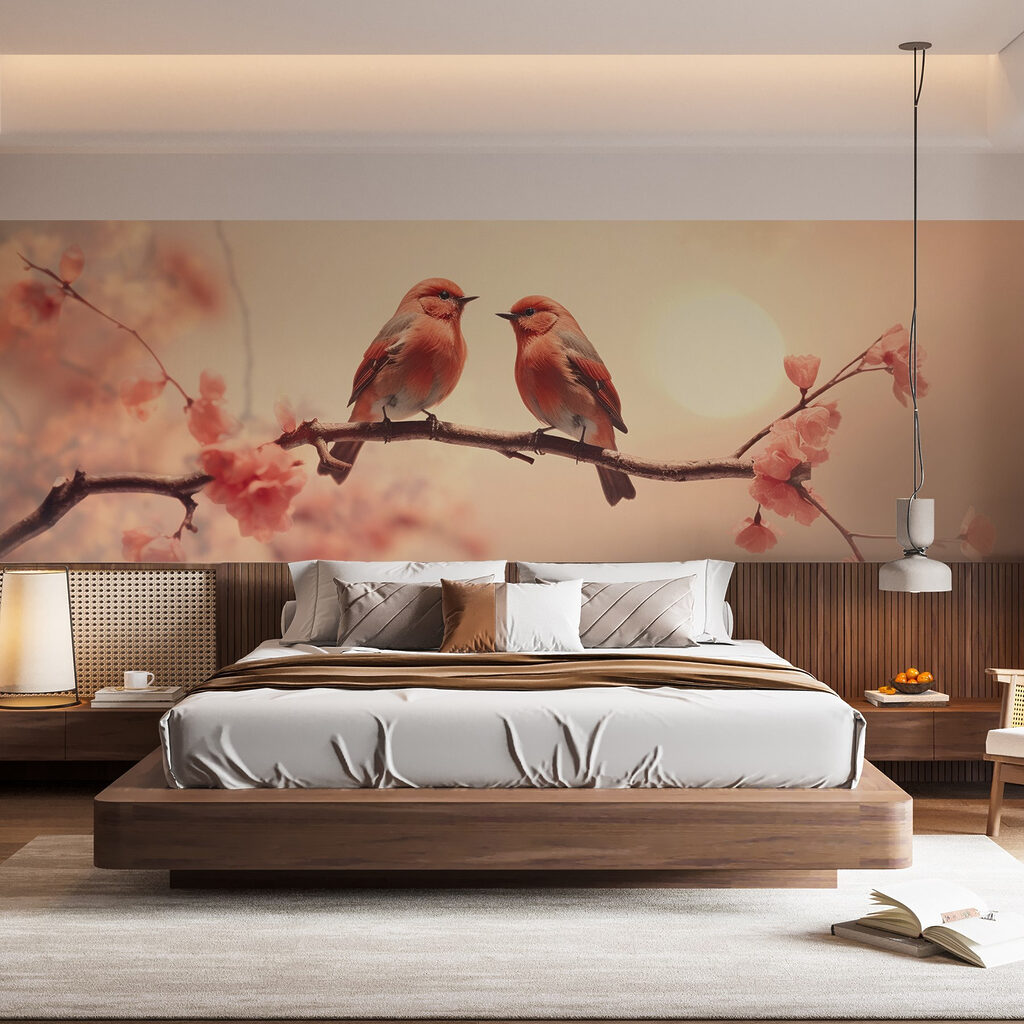 Pareja de pájaros en un interior